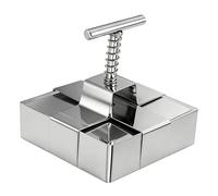Clay Cutter Block with Spring Loaded Plunger, 2.4/4in Square Stainless Steel Cake Cutter Block Manual Clay Punch Tool for Handcraft DIY Cake (L)