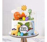 Clay Dinosaur Cake Toppers Dinosaur Egg Volcano Cake Decorations for Boy Girl Kid Birthday Dinosaur Theme Jungle Party Supplies