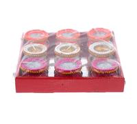 Clay Diya Diwali Wax Filled Matki Diva Indian Oil Lamp Painted Tea Lights Handmade Deepavali Decorations Diyas Hindu Festival for Home Navratri Pooja Mandir Rangoli Gifts (Set of 9)