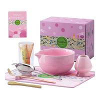 Clay&Fire Matcha Whisk Set, 9 pcs Ceramic Matcha Set, Gifts for Women,Matcha Bowl with Spout and Whisk, Matcha Kit for Matcha Lovers, Gift Christmas, Birthday, Anniversary (Pink)