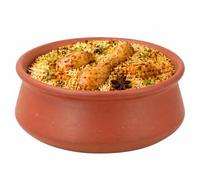 Clay Handi Earthen Pot Terracotta Biriyani Curry Balti Serving Pot Curd Handi Deep Round Unglazed Clay Indian Hand Made Traditional Mitti Pot (4 Litre)