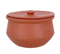 Clay Handi Earthen Pot with Lid Terracotta Biriyani Curry Balti Serving Pot Curd Handi Pot Deep Round Unglazed Clay Indian Hand Made Traditional Mitti Pot (Brown, 3 Litre)