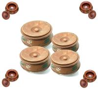Clay Handi Mitti Karahi Earthen Cooking Pot Kadai Wok Terracotta Biryani Chicken Curry Balti Serving Pot Open Fire Gas Top with Lid (Clay Handi XS 2KG)