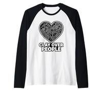 Clay Over People Pottery Humor Ceramic Artist Raglan Baseball Tee