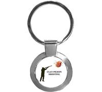Clay Pigeon Shooting Sport Luxury Round Shaped Metal Keyring In A Gift Box