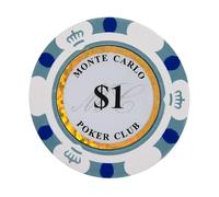 Clay Poker Chips 14 Gram Monte Carlo-Pack of 50 Chips ($1 White)