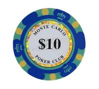 Clay Poker Chips 14 Gram Monte Carlo-Pack of 50 Chips ($10 DarkBlue)
