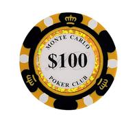 Clay Poker Chips 14 Gram Monte Carlo-Pack of 50 Chips ($100 Black)