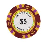 Clay Poker Chips 14 Gram Monte Carlo-Pack of 50 Chips ($5 Red)