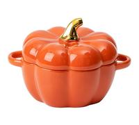 Clay pots for Cooking, Saucepans Soup Bowl with Lid and Handle Large Serving Tureen Shape Double Ear Cookware(Orange)