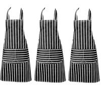 Clay Roberts Chefs Apron, Black, Pack of 3, Cooking and Baking Apron for Men and Women, Double Pockets, Kitchen Butchers Aprons, BBQ & Catering Bibs, Cooking Tabards