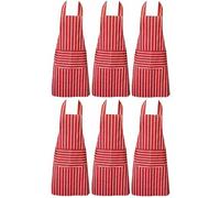 Clay Roberts Chefs Apron, Red, Pack of 6, Cooking and Baking Apron for Men and Women, Double Pockets, Kitchen Butchers Aprons, BBQ & Catering Bibs, Cooking Tabards