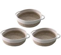 Clay Roberts Knitted Storage Basket, White and Stone, Pack of 3, Fabric Storage Bowl, Cotton Rope Organiser, Home, Biege Baskets, Woven