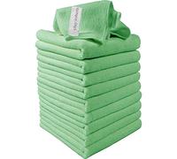Clay Roberts Microfibre Cleaning Cloths, 40cm x 30cm - Pack of 10, Green, Machine Washable, Polishing, Waxing & Dusting Cloth, Lint-Free, Kitchen Towel, Car Cleaning, Microfiber