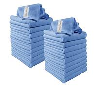 Clay Roberts Microfibre Cleaning Cloths, 40cm x 30cm - Pack of 20, Blue Cloths, Machine Washable, Polishing, Waxing & Dusting Cloth, Lint-Free, Kitchen Towel, Car Cleaning, Microfiber