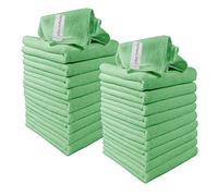 Clay Roberts Microfibre Cleaning Cloths, 40cm x 30cm - Pack of 20, Green Cloths, Machine Washable, Polishing, Waxing & Dusting Cloth, Lint-Free, Kitchen Towel, Car Cleaning, Microfiber