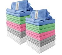 Clay Roberts Microfibre Cleaning Cloths, 40cm x 30cm - Pack of 20, Mixed Colours, Machine Washable, Polishing, Waxing & Dusting Cloth, Lint-Free, Kitchen Towel, Car Cleaning, Microfiber