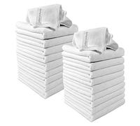 Clay Roberts Microfibre Cleaning Cloths, 40cm x 30cm - Pack of 20, White Cloths, Machine Washable, Polishing, Waxing & Dusting Cloth, Lint-Free, Kitchen Towel, Car Cleaning, Microfiber
