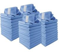 Clay Roberts Microfibre Cleaning Cloths, 40cm x 30cm - Pack of 40, Blue, Machine Washable, Polishing, Waxing & Dusting Cloth, Lint-Free, Kitchen Towel, Car Cleaning, Microfiber