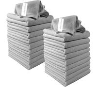 Clay Roberts Microfibre Cleaning Cloths, 40cm x 30cm - Pack of 40, Grey, Machine Washable, Polishing, Waxing & Dusting Cloth, Lint-Free, Kitchen Towel, Car Cleaning, Microfiber