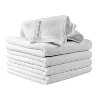 Clay Roberts Microfibre Cleaning Cloths, 40cm x 30cm - Pack of 5, White, Machine Washable, Polishing, Waxing & Dusting Cloth, Lint-Free, Kitchen Towel, Car Cleaning, Microfiber