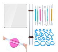 Clay Rolling Pin, Rolling Pin for Clay, Air Dry Clay Tools, Modeling Clay Tools Set for Pottery Clay Modeling Embossing, Clear Clay Art Craft DIY Clay Tool, Handmade Crafts Art Supplies