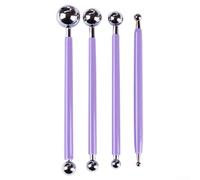 Clay Sculpting Tools, 4-Piece Double Ended Metal Ball Stylus Set for Pottery Modelling DIY Craft Polymer Clay Art Projects(purple)