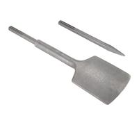 Clay Spade for Breaker, Clay Spade and Chisel Set for Breaker 40Cr Steel 19.6x4.3 Inch Silver 2 Pcs