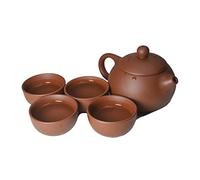 Clay Teapot 4 Cups Set，Traditional Chinese Small Teapot with Teacup Kung Fu Tea Set (Red)