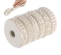 Clay Texture Rollers Set with Handle, 2.36 in Diameter, 6 Pattern Clay Textured Rolling Pins for Pottery, Dough, Fondant, Biscuit, Hand Use, PVC Polymer, Reusable Arts and Crafts