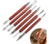 Clay Tools & Wooden Clay Tools Set, 6-Piece Double Sided Metal and Wood Sculpting Tools for Pottery, Air Dry Clay, Ceramics & Art Crafts