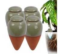 Clay Watering Cones Set - Plant Water Dispenser with Lid