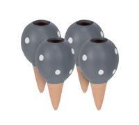 Relaxdays Clay Watering Spikes, Set of 4, Each 100 ml, Spotted Design, for House Plants & Outdoor Pots, Terracotta/Grey, Ceramics