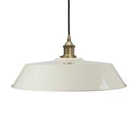 Clay White Large Chancery Painted Dome Pendant Light With Antique Brass Lamp Holder And Black Twisted Cable - Se Home
