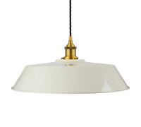 Clay White Large Chancery Painted Dome Pendant Light With Antique Gold Lamp Holder And Black Twisted Cable - Se Home
