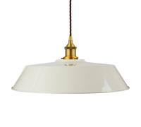 Clay White Large Chancery Painted Dome Pendant Light With Antique Gold Lamp Holder And Brown Twisted Cable - Se Home