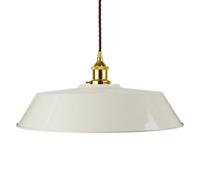 Clay White Large Chancery Painted Dome Pendant Light With Gold Lamp Holder And Brown Twisted Cable - Se Home