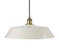Clay White Large Chancery Painted Dome Pendant Light With Matt Antique Brass Lamp Holder And Black Twisted Cable - Se Home