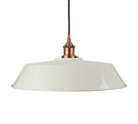 Clay White Large Chancery Painted Dome Pendant Light With Matt Antique Copper Lamp Holder And Brown Twisted Cable - Se Home