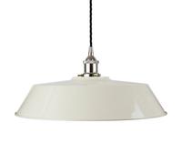 Clay White Large Chancery Painted Dome Pendant Light With Nickel Lamp Holder And Black Twisted Cable - Se Home