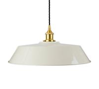 Clay White Large Chancery Painted Dome Pendant Light With Polished Brass Lamp Holder And Black Twisted Cable - Se Home