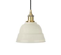 Clay White Lincoln Painted Dome Pendant Light With Antique Brass Lamp Holder And Black Twisted Cable - Se Home