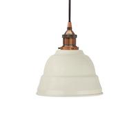 Clay White Lincoln Painted Dome Pendant Light With Antique Copper Lamp Holder And Black Round Cable - Se Home