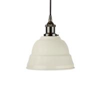 Clay White Lincoln Painted Dome Pendant Light With Black Nickel Lamp Holder And Black Round Cable - Se Home