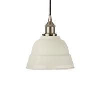 Clay White Lincoln Painted Dome Pendant Light With Brushed Chrome Lamp Holder And Black Round Cable - Se Home