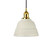 Clay White Lincoln Painted Dome Pendant Light With Gold Lamp Holder And Black Round Cable - Se Home