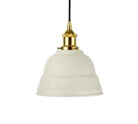 Clay White Lincoln Painted Dome Pendant Light With Gold Lamp Holder And Black Twisted Cable - Se Home