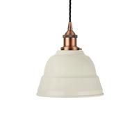 Clay White Lincoln Painted Dome Pendant Light With Matt Antique Copper Lamp Holder And Black Twisted Cable - Se Home