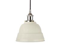 Clay White Lincoln Painted Dome Pendant Light With Nickel Lamp Holder And Black Round Cable - Se Home