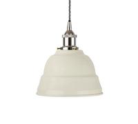 Clay White Lincoln Painted Dome Pendant Light With Nickel Lamp Holder And Grey Twisted Cable - Se Home